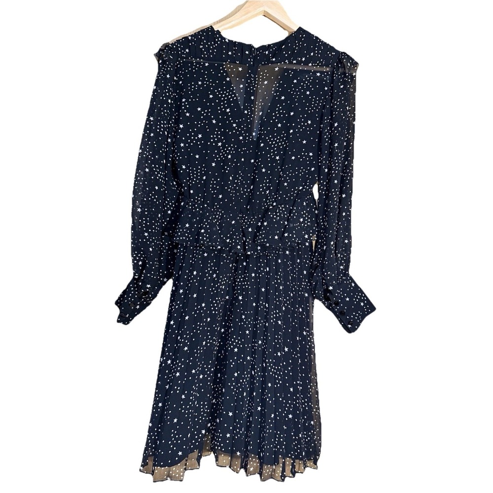 The Kooples Women's Star Print Dress Black Size Small Long Sleeve V Neck - Picture 5 of 9